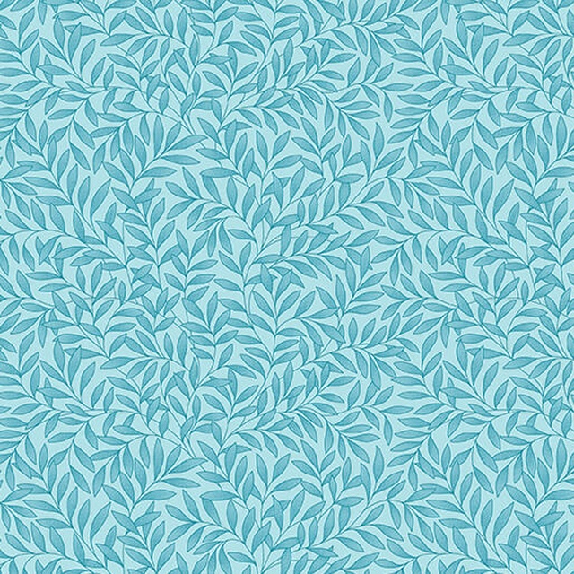 Veranda - Aqua Tone on Tone Leaves