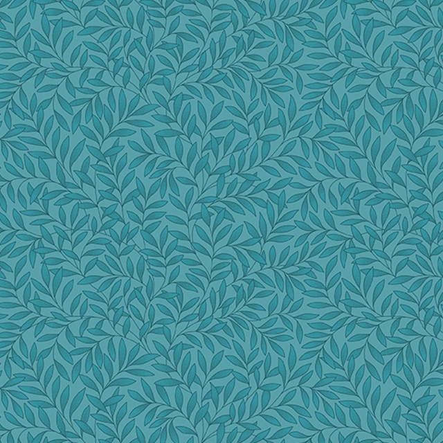 Veranda - Teal Allover Leaves